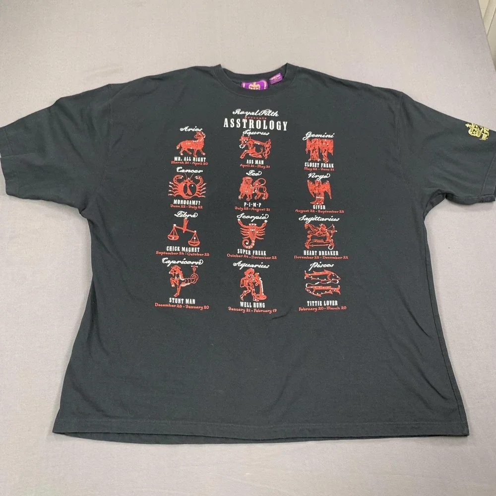 Royal Filth Astrology Shirt Mens 3XL‎ Black Graphic Tee Humor Zodiac XXL Funny